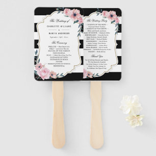 Elegant Pink Floral Wedding Program Fans