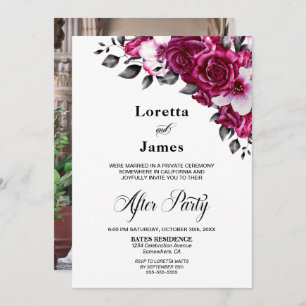 Elegant Pink Floral Wedding Reception Invitation