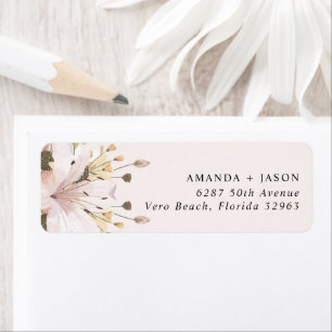 Elegant Pink Floral Wedding Return Address