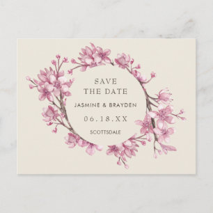 Elegant Pink Floral Wedding Save the Date Announcement Postcard