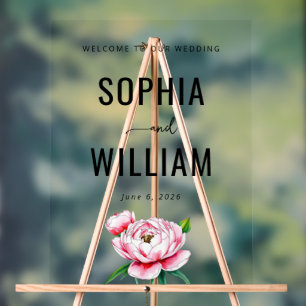 Elegant Pink Floral Wedding Sign