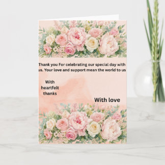 Elegant Pink Floral Wedding Thank You Card & Appre
