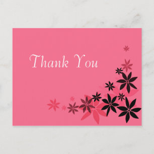 Elegant pink floral wedding thank you postcard. postcard