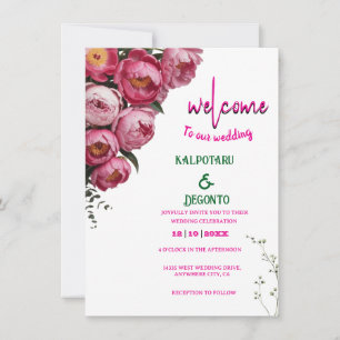 Elegant Pink Floral Wedding Welcome Sign Invitation