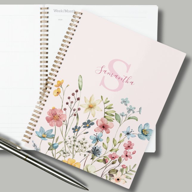 Elegant Pink Floral Wildflower Personalised  Planner (Creator Uploaded)