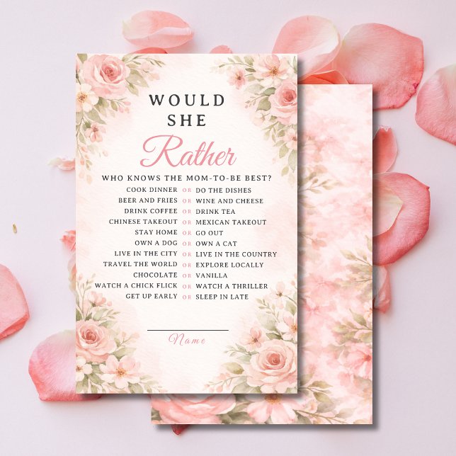 Elegant Pink Floral Would She Rather Game (Creator Uploaded)