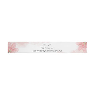 Elegant Pink Floral  Wrap Around Label