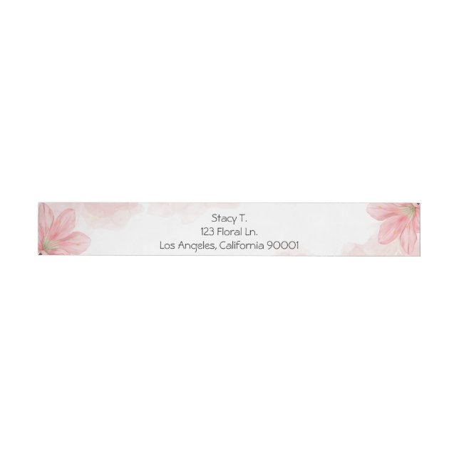 Elegant Pink Floral  Wrap Around Label (Individual)