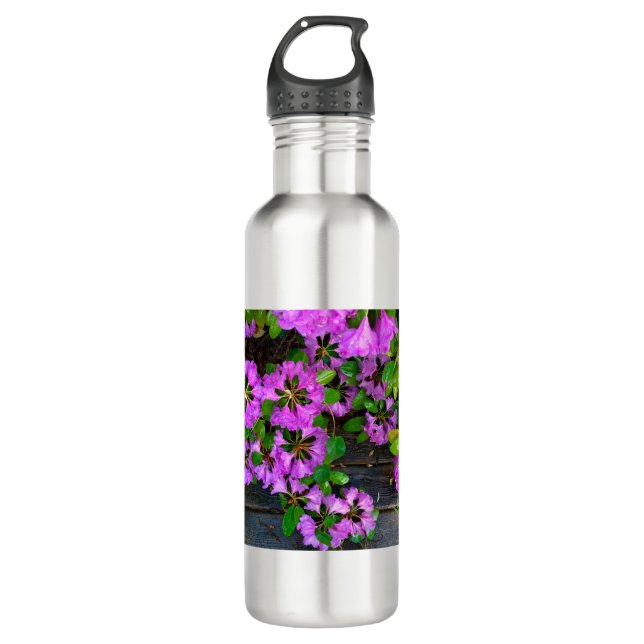 Elegant pink florals pink azaleas pink flowers 710 ml water bottle (Front)