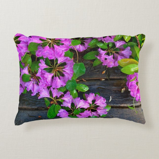 Elegant pink florals pink azaleas pink flowers decorative cushion (Front)