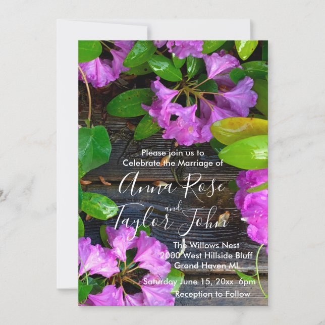 Elegant pink florals pink azaleas pink flowers invitation (Front)