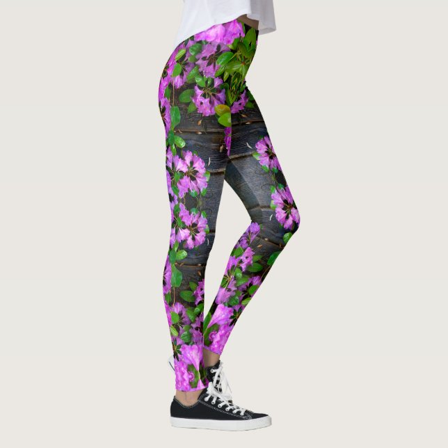 Elegant pink florals pink azaleas pink flowers leggings (Right)