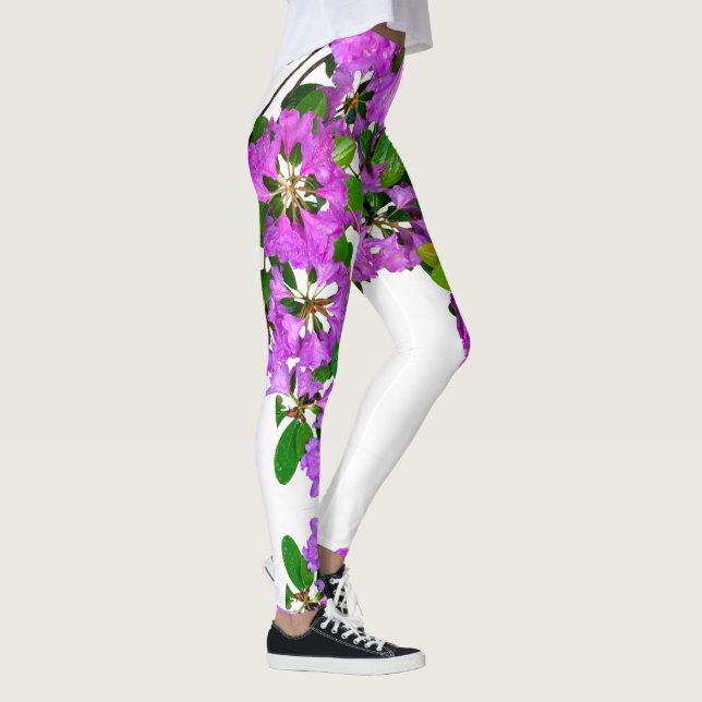 Elegant pink florals pink azaleas pink flowers leggings (Right)