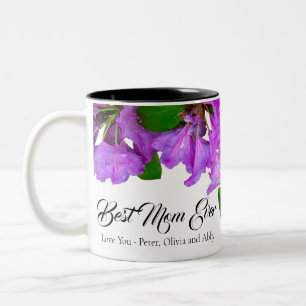 Elegant pink florals pink azaleas pink flowers Mum Two-Tone Coffee Mug