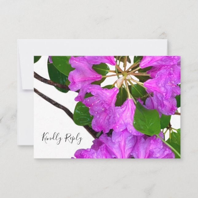Elegant pink florals pink azaleas pink flowers RSVP card (Front)