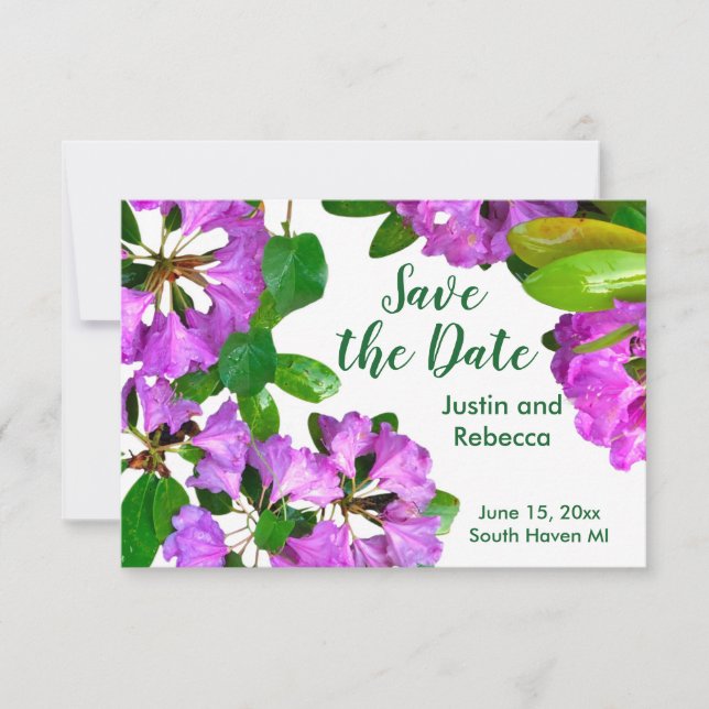 Elegant pink florals pink azaleas pink flowers save the date (Front)