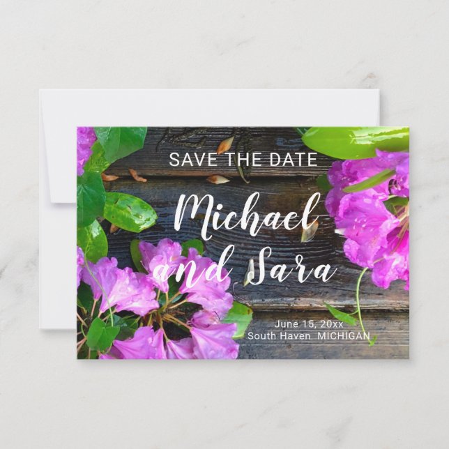 Elegant pink florals pink azaleas pink flowers save the date (Front)
