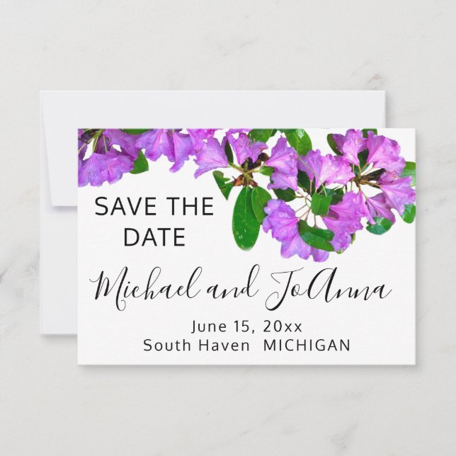 Elegant pink florals pink azaleas pink flowers save the date (Front)