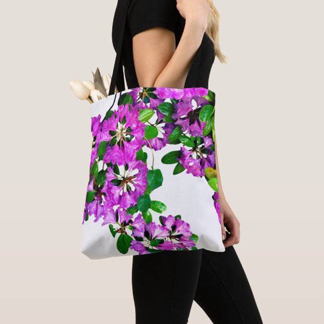 Elegant pink florals pink azaleas pink flowers tote bag (Close Up)