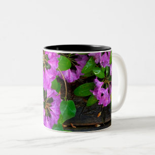 Elegant pink florals pink azaleas pink flowers Two-Tone coffee mug