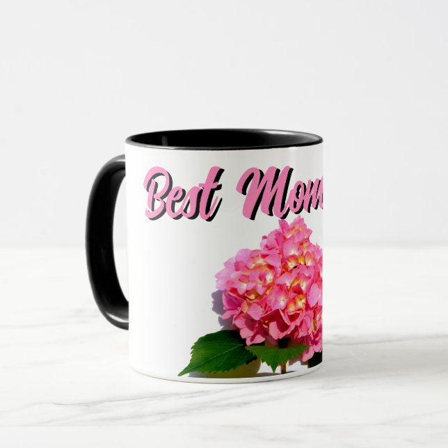 Elegant pink florals pink hydrangea  mug (Front Left)