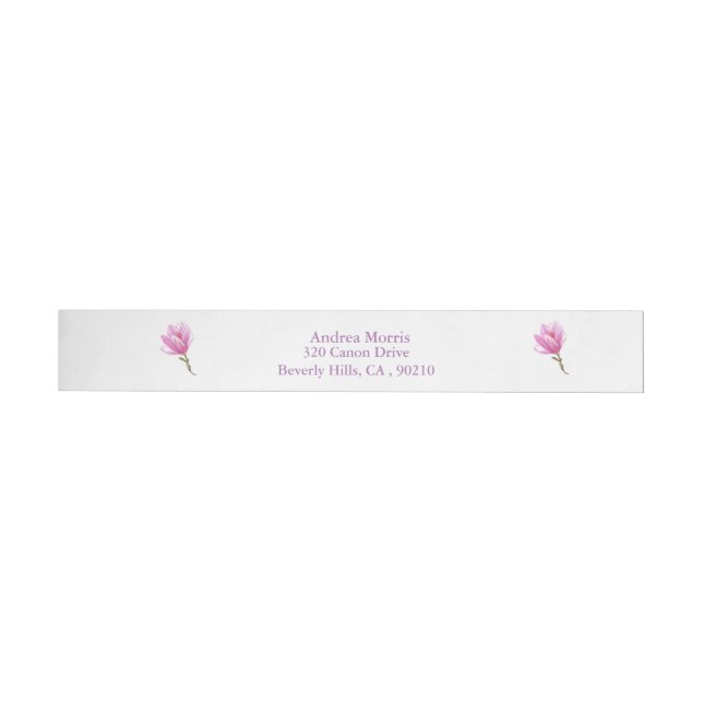 Elegant Pink Flower Art Wrap Around Address Labels (Individual)