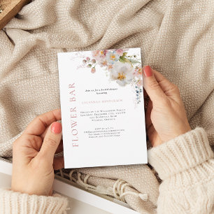 Elegant Pink Flower Bar Floral Bridal Shower Invitation
