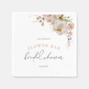Elegant Pink Flower Bar Floral Bridal Shower Napkin