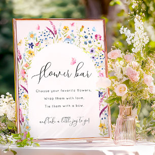 Elegant Pink Flower Bar Sign
