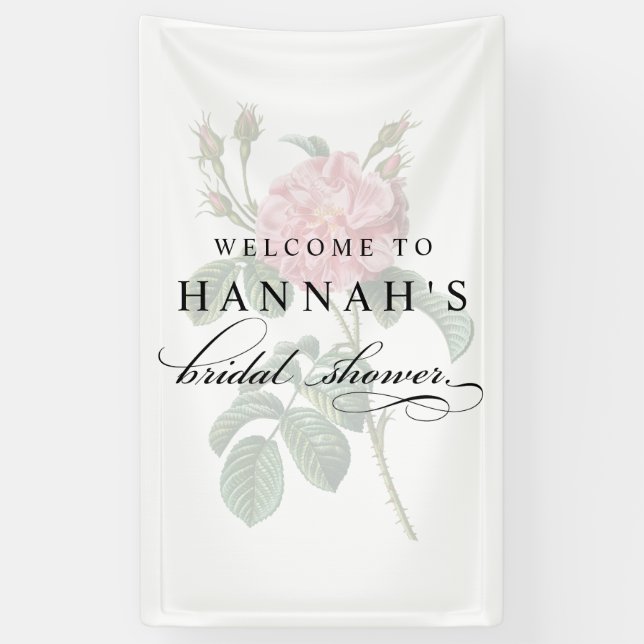 Elegant Pink Flower Bridal Shower Banner (Vertical)