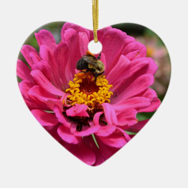 Elegant pink flower cute bee ceramic tree decoration (Front)