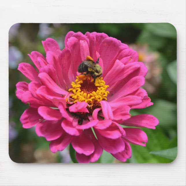 Elegant pink flower cute bee mouse mat (Front)