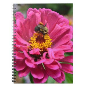 Elegant pink flower cute bee notebook