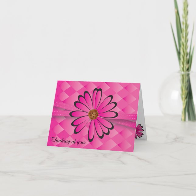 Elegant Pink Flower Design Thank You Card (Front)