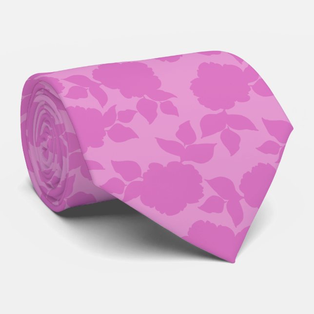 Elegant Pink Flower Groom Gift   Tie (Rolled)