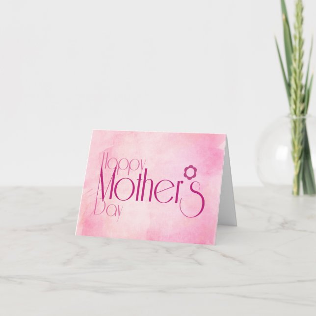 Elegant Pink Flower Happy Mother's Day Card (Front)