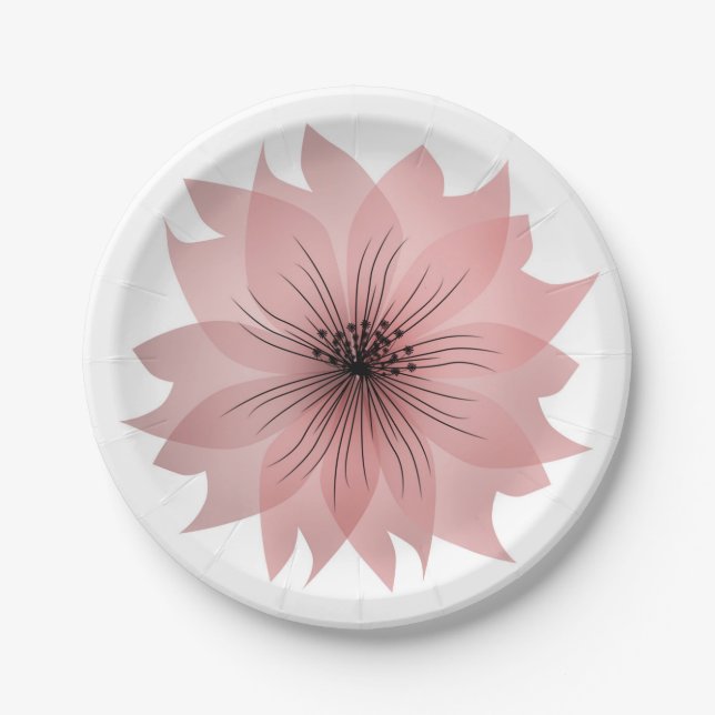 Elegant pink flower paper plate (Front)