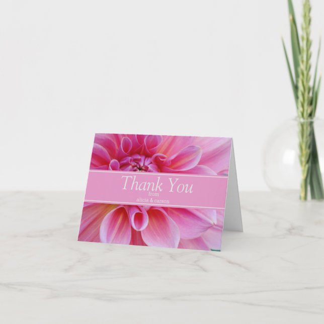 Elegant Pink Flower Thank You Card (Front)