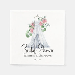 Elegant pink flowers and greenery - bridal shower  napkin