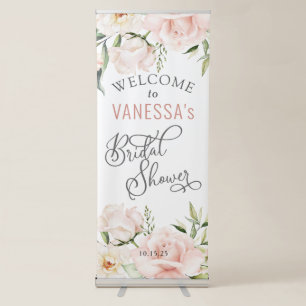 Elegant pink flowers chic bridal welcome sign