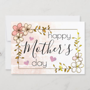 elegant pink flowers custom trendy mother's day  card