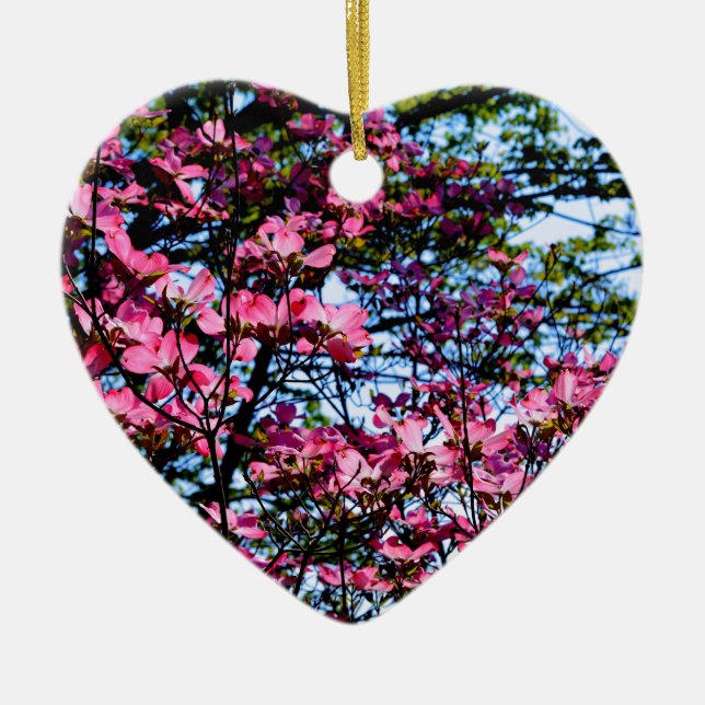 Elegant pink flowers florals blooming Dogwood tree Ceramic Tree Decoration (Front)