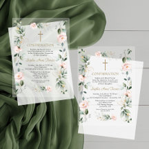 Elegant Pink Flowers Gold Greenery Confirmation