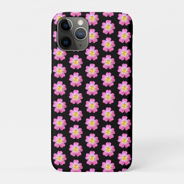 Elegant pink flowers on black Case-Mate iPhone case (Back)