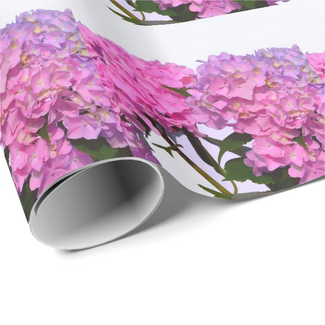 Elegant pink flowers pink hydraeas wrapping paper (Roll Corner)