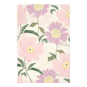 Elegant Pink Flowers Watercolor Boho Floral Photo Print