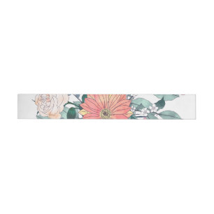 Elegant Pink Flowers Watercolor Floral Wrap Around Label