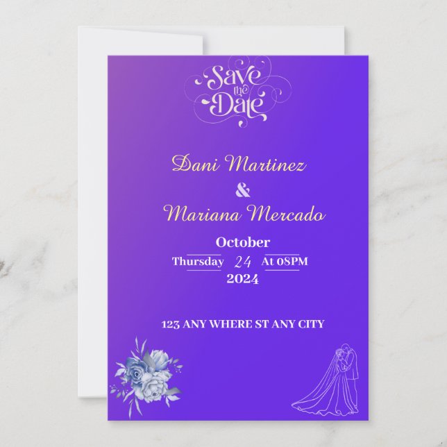 Elegant Pink Flowers Wedding Invitation  (Front)