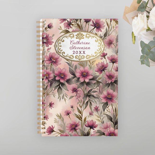Elegant Pink Flowers with Luxurious Gold Frame Planner (Creator Uploaded)
