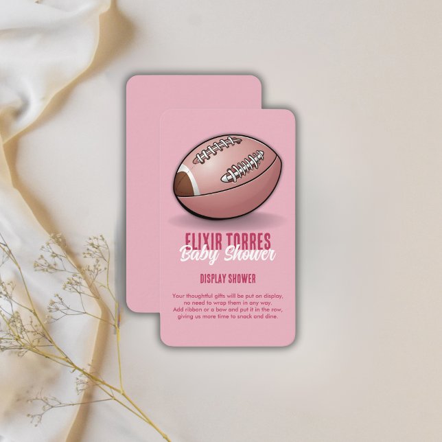Elegant Pink Football Baby Shower Enclosure Card (Creator Uploaded)